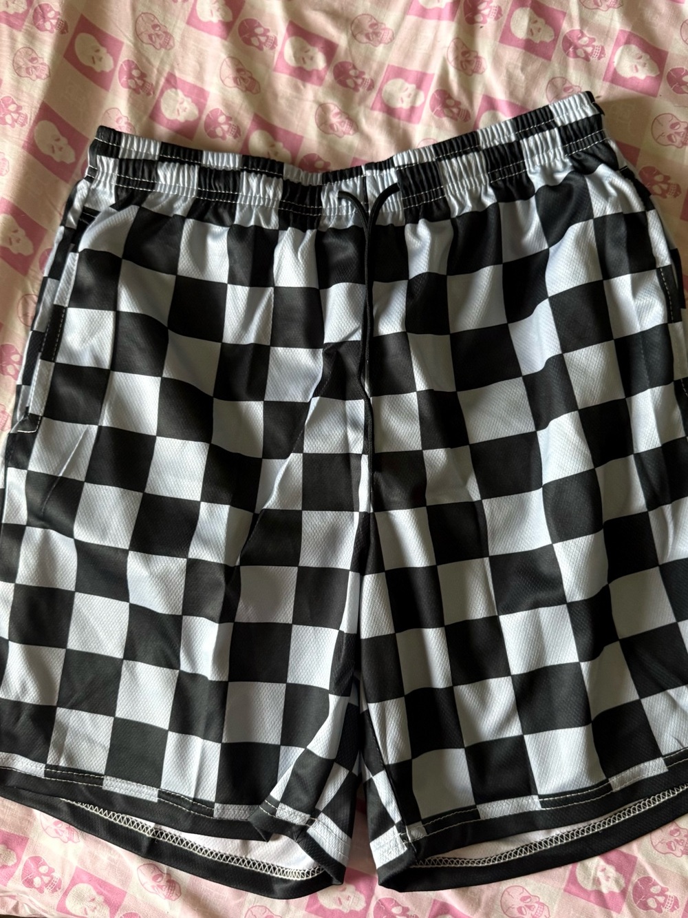 Checkered gray & black shorts